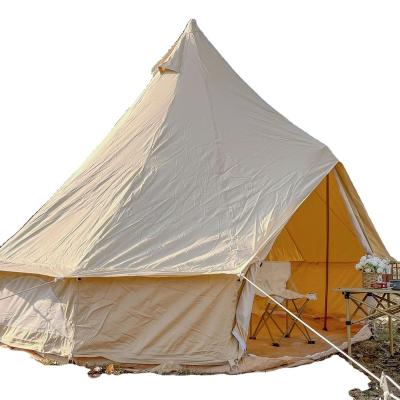 China Straight Tying Type Large 3m Cotton Canvas Luxury Beige Bell Tent For Camping for sale