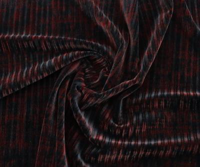 China 0623 Anti Pill Warp Knitting Spandex Soft Handling Printed Stripe Velvet For Garment for sale