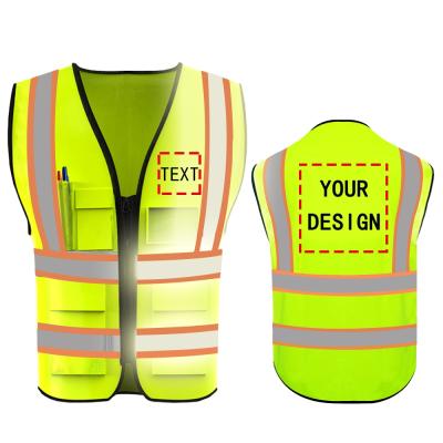 China Custom Made High Visibility Logo Printed Jogging Running Road Construction Worker Safety Reflect Vest for sale