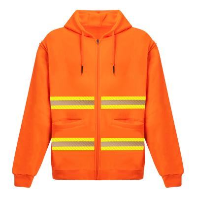 China Custom Man Hoodies Safety Reflect Embroidery High Visibility Orange Safety Hoodies for sale