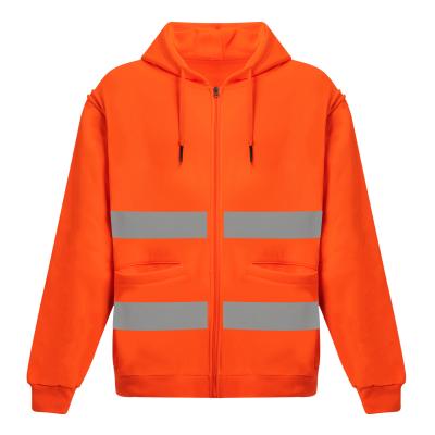 China Custom Made Orange Unisex Jacket Visibility Men's Safety Stitchwork Hoodies Reflective Embroidery Embroidery for sale