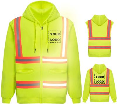 China Fluorescence custom embroidery hoodies pullover safety stitchwork worker outdoor hoodie sweatshirt hi force for sale