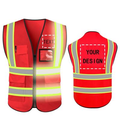 China Custom Wholesale Cheap Hot Sale Hi Vis Red Safety Vest Security Running Reflective Vest for sale