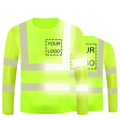 China Men's reflective hivis reflect piece green T1 running safety t-shirt reflec safety long sleeve shirt for sale