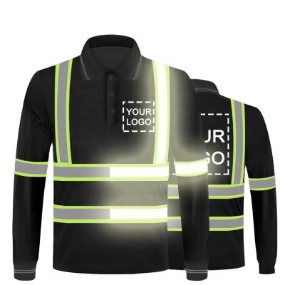 China Men's Road Safety Reflective T-shirt Construction Uniforms Shirt Long Sleeve Reflective Hi Strength for sale