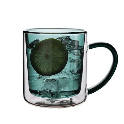 China 2021 INS Hot Sales Fashion Thermal Insulation Double Glass Cup KS023 for sale