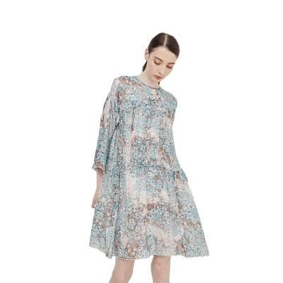 China Anti-Static High Quality Viscous Chiffon Georgette Digital Print Baby Overlock Ruffled 3/4 Long Sleeves Dresses for sale