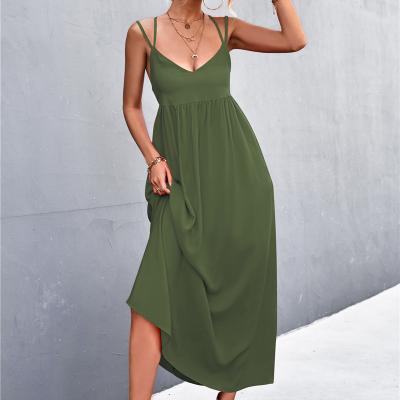 China Hot Selling Washable Sexy Halter V-Neck Women's Maxi Dress Beach Dress for sale