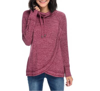 China Anti-Wrinkle Knit Long Sleeve Cowl Neck Tulip Hem Pullover Sweater for sale