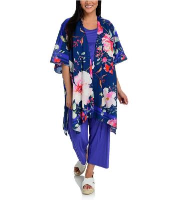 China High quality 100% cotton colorful anti-pilling beach cover ups women's kimono floral print kimonos for beach for sale