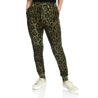 China High Quality Anti-wrinkle Knit Women's Clothing Leopard Print Sports Pants for sale