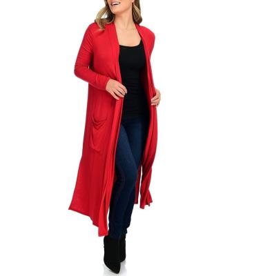 China Anti-wrinkle Jersey Rag Along With Big Pockets Knitted Cardigan For Women for sale