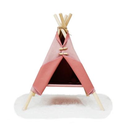 China Viable Luxury Foldable Dog Teepee Tent Portable Dropshipping Pet Outdoor Foldable Pet Tent for sale