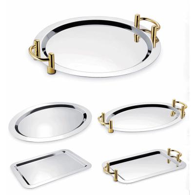 China Tray Metal Home Perfume Jewelry serving luxury modern luxury decorative dressing table mirror tray for sale