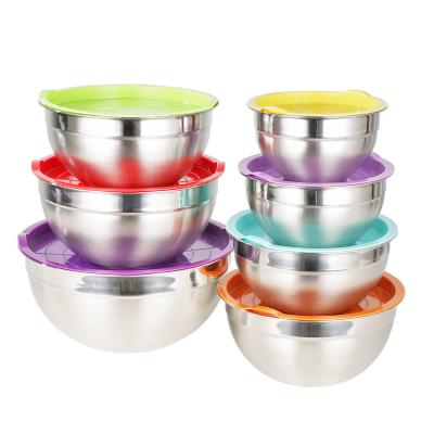 China Sustainable Wholesale Mixing Bowls Salad Bowl Set Stainless Steel Salad Mixing Bowl With Lid for sale