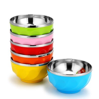 China Sustainable Wholesale Bowl Stainless Steel Heat Insulated Rice Bowl Serving Salad Mixing Bowls for sale