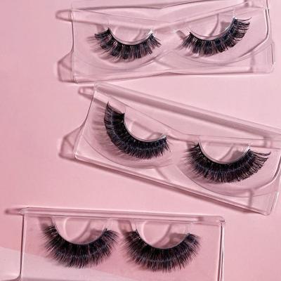 China Wholesale Natural Long D Fluffy Curl Russian Strip Lashes False Eye Lashes 13-15MM Natural Curly Russian Strip Lashes for sale