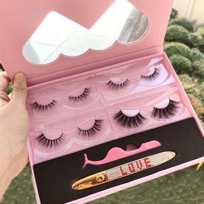 China Long Mink Lashes Wholesale Natural Tapered 25MM Mink Volume Lash Strips Vendor Logo Fluffy Full Strip Custom Made 3D Mink Lashes for sale