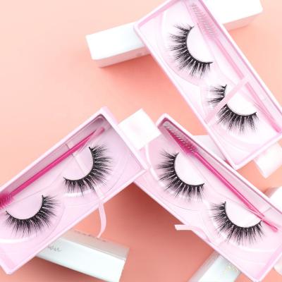 China 100% Natural Silk Faux Mink Eyelashes Korea Synthetic 3D Mink Strip Lashes Vegan Long Top for sale