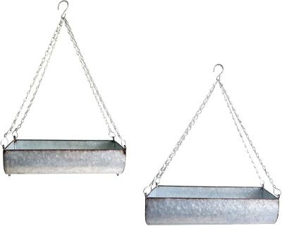 China Large Capacity Galvanized Metal Bowl Hanging Flower Planter Wall Storage for sale