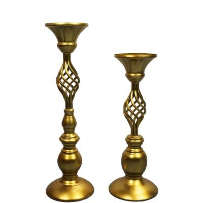 China Handcrafted candle holder set of 2, romantic metal pillar candlesticks, home decor candle holder for sale