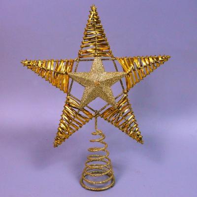 China Handcrafted Christmas Tree Topper Ornament Glitter Star Christmas Tree Metal Party Home Party Festive Christmas for sale