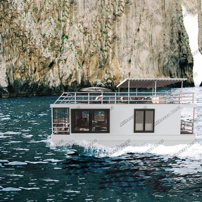 China Allhouse Modern Houseboat Hotel Houseboat Pontoon Luxury Floating Cabin Houseboat For Sale for sale