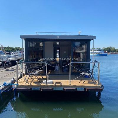 China Modern Houseboat For Hotel House Houseboat Modular Aluminum Structure Tiny Home Floating Water House Houseboat for sale