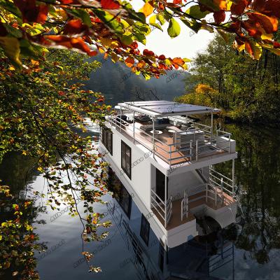 China Allhouse Modern Prefab Floating Houseboat House Floating China Aluminum Alloy Houseboat Yacht For Sale for sale