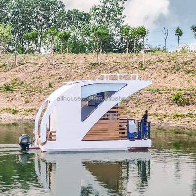 China Modern Luxury Prefab Modular Movable House Water House Tiny Houses Floating Hotel Houseboat Solar Boathouse Houses Floating Yacht for sale