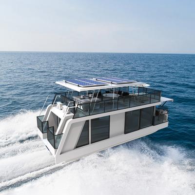 China New Product Modern Design Movable Yacht Room Aluminum Floating Pontoon Houseboat Modular Tiny Yacht for sale