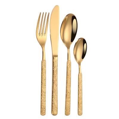 China Creative Size Western Grade Stripe Handle Creative Marble Gold For Hotel Restaurant 18/10 Stainless Steel Cutlery Set for sale