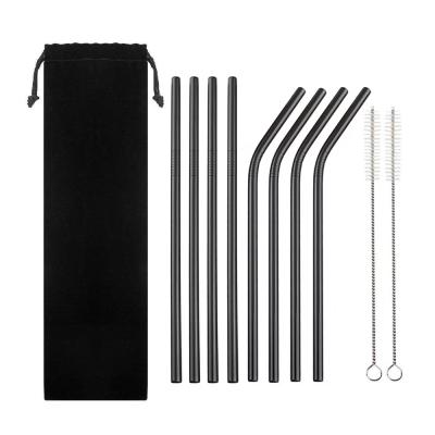 China Viable Wholesale Custom Logo Drinking Reusable 304 Stainless Steel Straws Metal Straw Set for sale