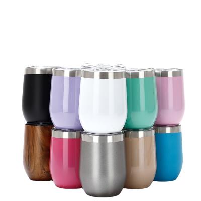 China Custom Viable Insulated Vacuum Egg Shape Cups 12oz 350ml Stainless Steel Wine Tumbler Cups With Lid Boba Tumblers for sale