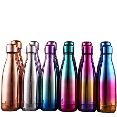 China 304 Stainless Steel PORTABLE Gradual Color Rainbow 17OZ Cola Sports Vacuum Thermos Bottle Shiny Mug for sale