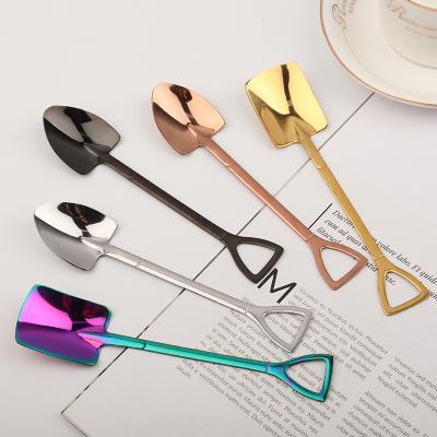 China Hotsale Eco-friendly Colorful Creative Stirring Spoon Stainless Steel Metal Teaspoon for sale