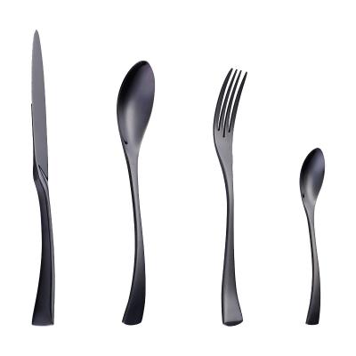 China Viable High Quality Black Cutlery Set With Gift Box Metal Stainless Steel Luxury Flatware Set for sale