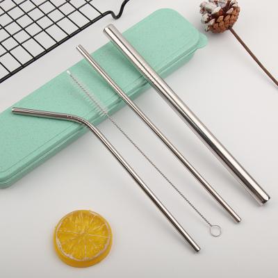 China Hotsale Eco-friendly 304 Stainless Steel Stocked Metal Drinking Straw Set With Box for sale