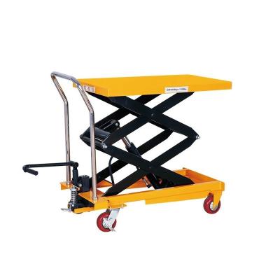 China Building material stores manual hydraulic mobile scissor lift platform/lifting platform/forklift for sale