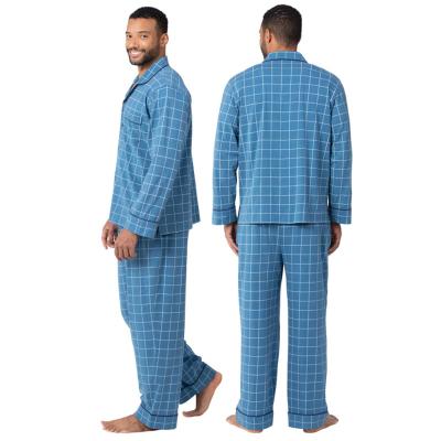 China High Standard Mens QUICK DRY 100% Cotton Pajamas Sets Woven Long Sleeve Plus Size Pajamas For Men for sale