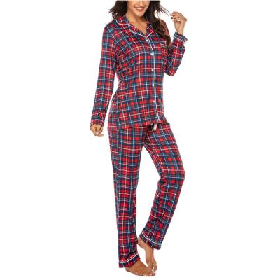 China Designer Hot Selling QUICK DRY Women's Fiber Knitted Turn-Down Collar Sleepwear Pajama Sets for sale