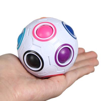 China Kids Educational Magic Toys 3d Jigsaw Puzzle Ball Football Toy Fidget Rainbow Puzzle Magic Ball for sale