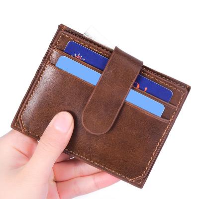 China Anti-theft Men's Card Wallet Multi-card Retro Short Genuine Leather Minimalist Purse New Card Holder Money Invents Bag for sale