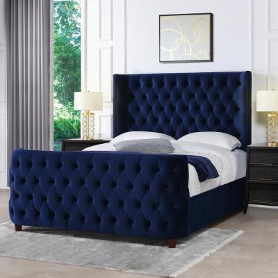 China Best Selling Multi Tufted Design Double Function Platform Bed Cama Velvet Upholstered Bed for sale