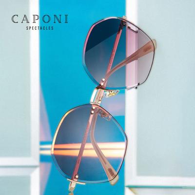 China 2020 Luxury Polygon Gold Frame Women Rimless Sun Glasses Graduation Sunglasses CAPONI Fashion Shading Retro Women Sun Glasses Anti Classic UV400 for sale