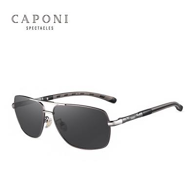 China CAPONI Sports Sunglasses Fit Men's Sunglasses Brand Design Metal Frame Driving Men Glass Anti-Glare UV400 Filter Polarized Sun Glasses CP8724 for sale