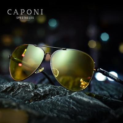 China High Quality Night Vision Decoration CAPONI Pilot Sunglasses Day Night Vision Discoloration Polarized Lenses For Driving 2022 Men for sale