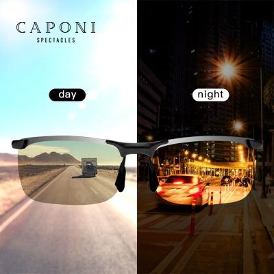 China Photochormic Sunglasses CAPONI Night Vision Sunglasses Polarized Photochromic Sun Lenses For Men UV Protect Sports Yellow Motor Glasses BSYS3066 for sale