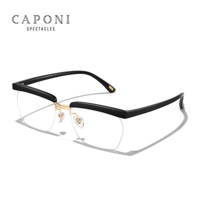 China CAPONI Glasses Square Light Blue Transparent Light Blocking Glasses Eyewear Anti Optical Radiation For Computer UV400 for sale