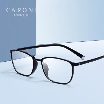 China CAPONI Anti Ray Resin Lens Rectangle Optical Blue Clear Reading Glasses 7G Lightweight Unisex Flexible Frame TR90 For Men Women for sale